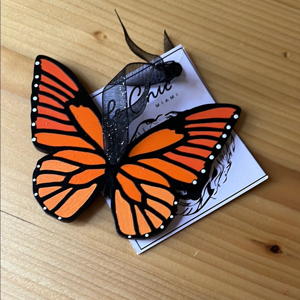 Butterfly Holiday Ornament - Orange and Black